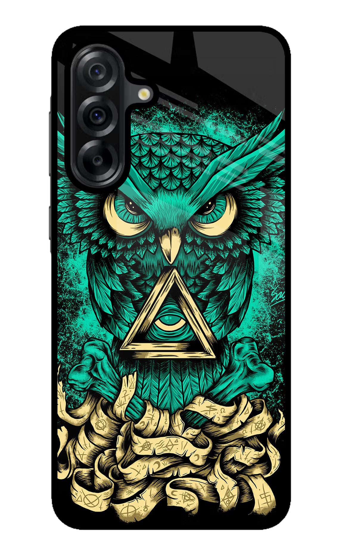 Green Owl Samsung A36 5G Glass Case