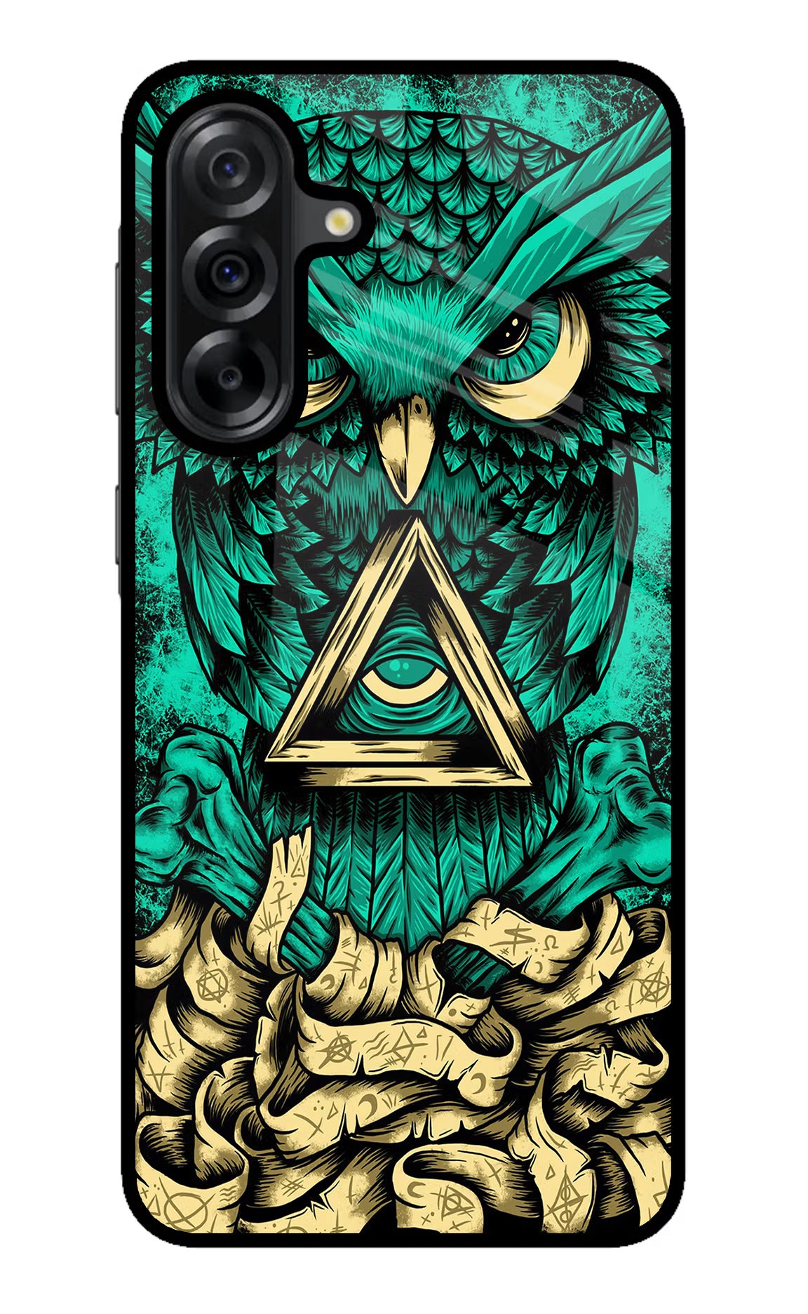 Green Owl Samsung A36 5G Glass Case Back Cover by Casekaro