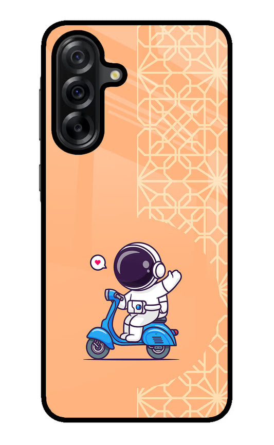 Cute Astronaut Riding Samsung A36 5G Glass Case