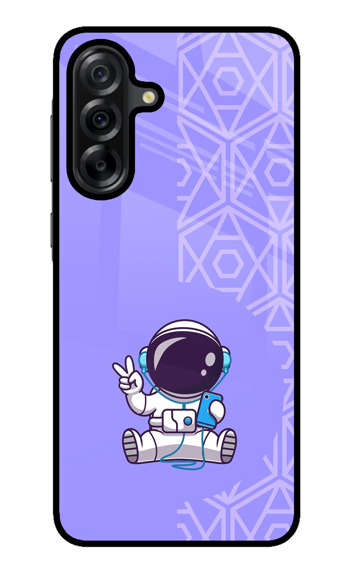 Cute Astronaut Chilling Samsung A36 5G Glass Case Back Cover by Casekaro