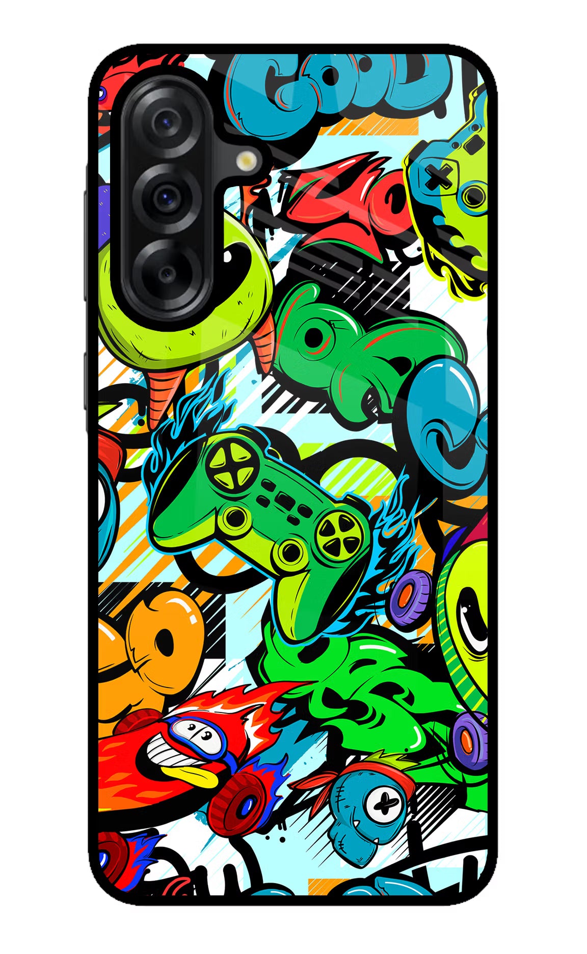 Game Doodle Samsung A36 5G Glass Case Back Cover by Casekaro