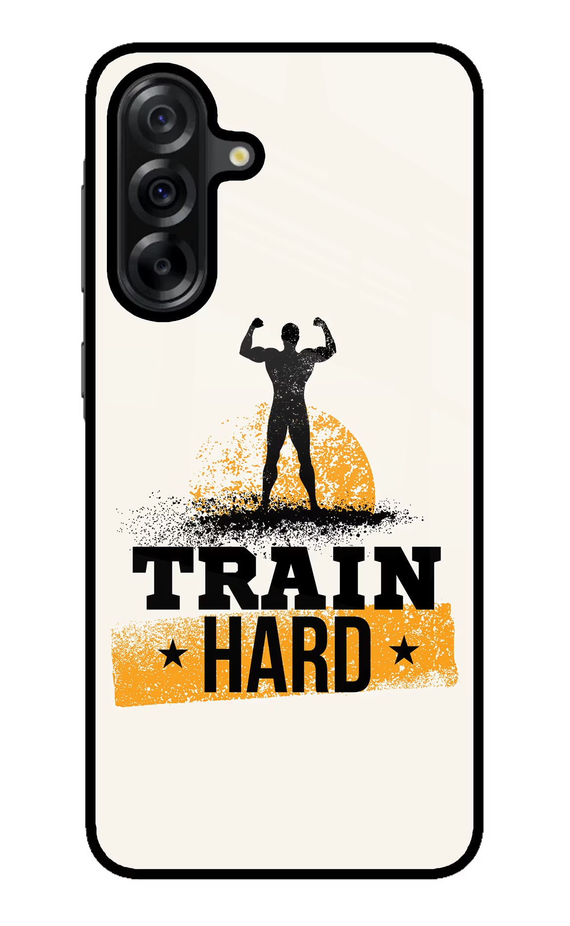 Train Hard Samsung A36 5G Glass Case Back Cover by Casekaro