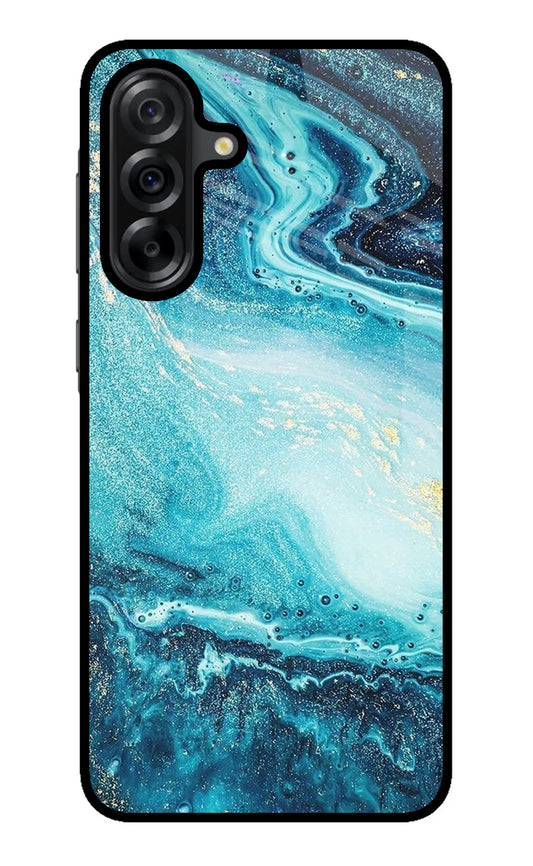 Blue Glitter Marble Samsung A36 5G Glass Case