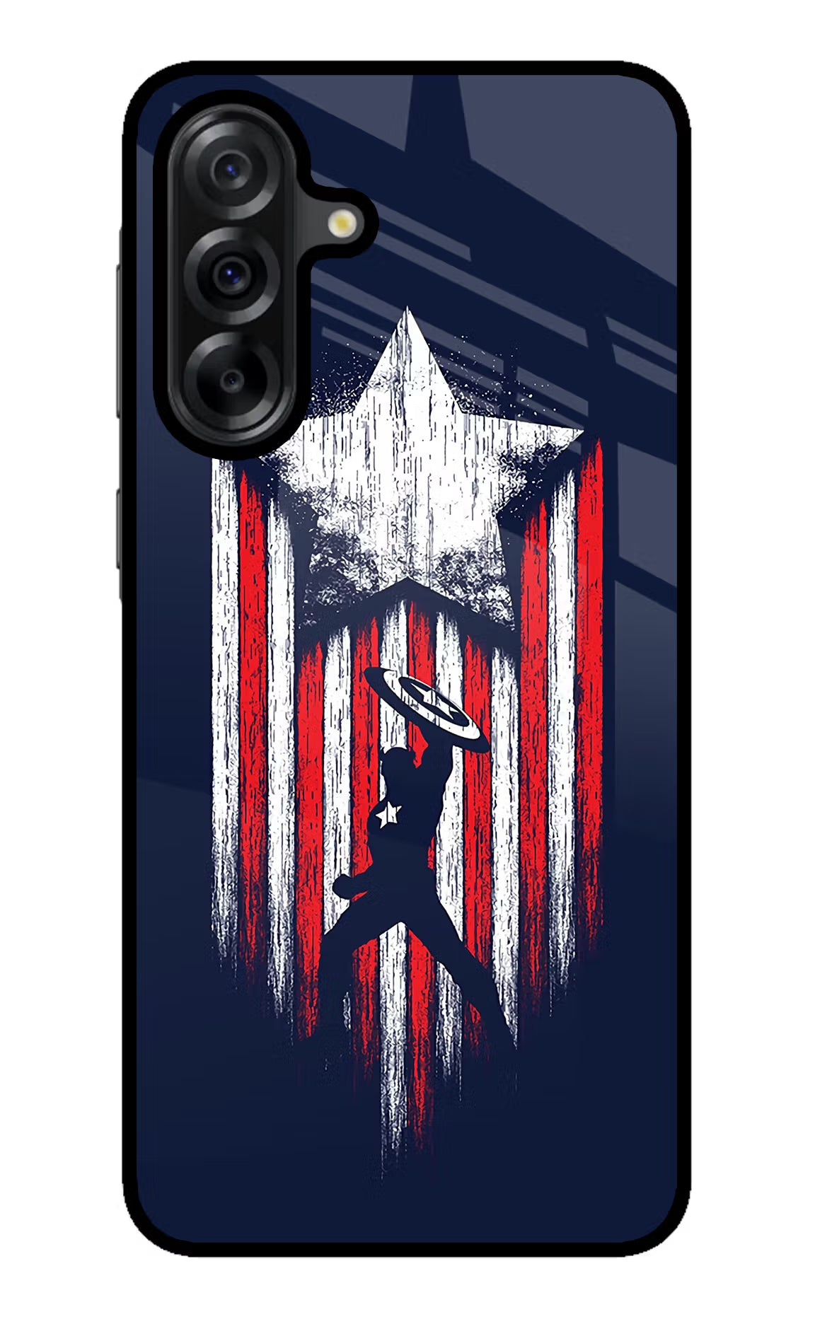 Captain America Marvel Art Samsung A36 5G Glass Case Back Cover by Casekaro