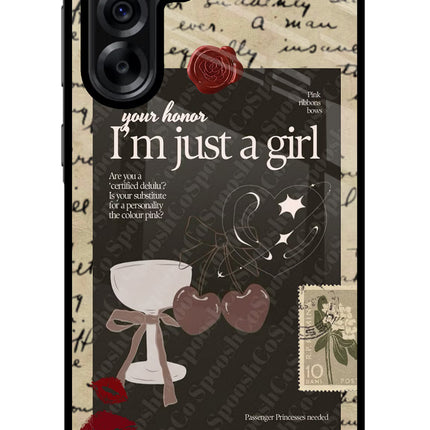 I am just a girl Samsung A36 5G Glass Case Back Cover by Casekaro