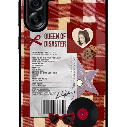 Queen of Disaster Samsung A36 5G Glass Case Back Cover by Casekaro