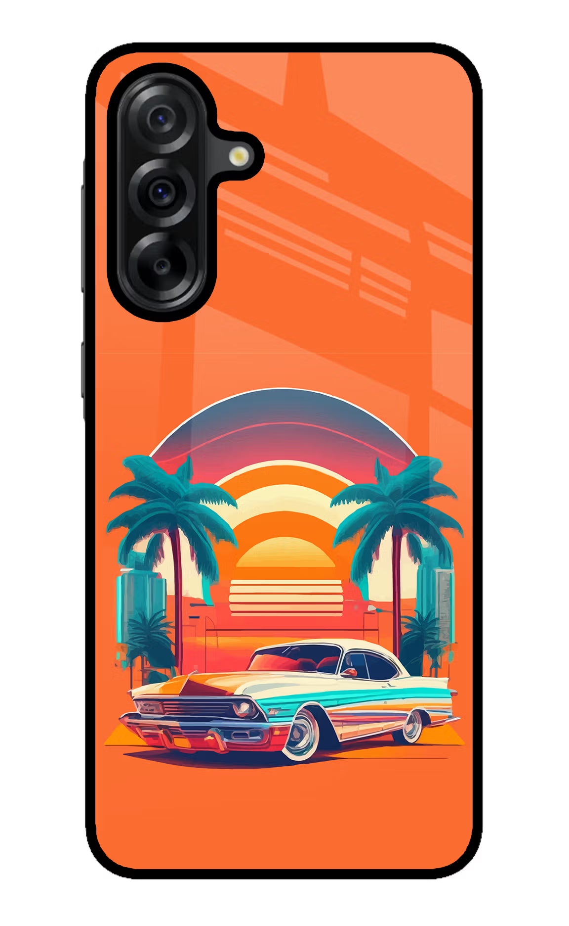 Palm Drive 80s Samsung A36 5G Glass Case Back Cover by Casekaro