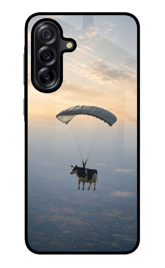 Skydiving Cow Samsung A36 5G Glass Case