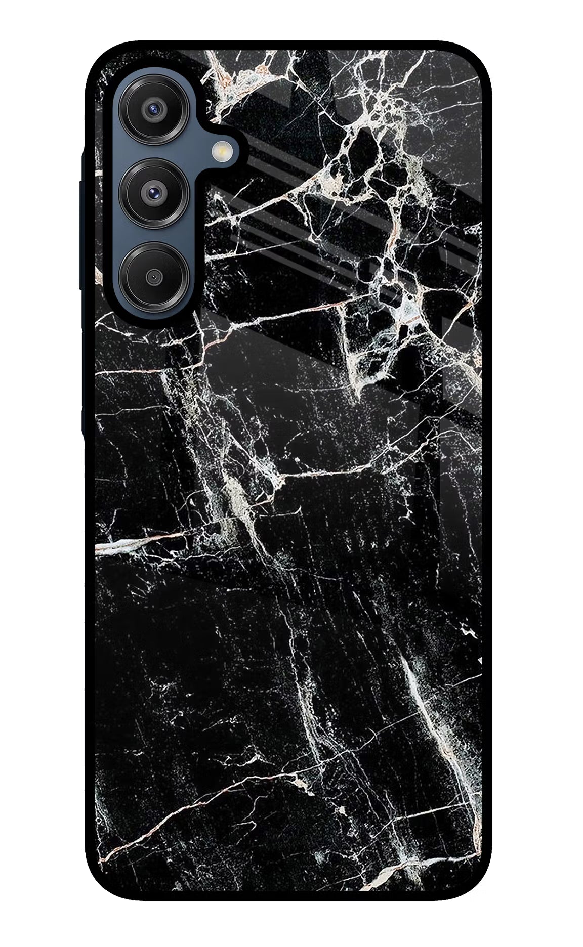 Black Marble Texture Samsung A16 5G Glass Case Back Cover by Casekaro