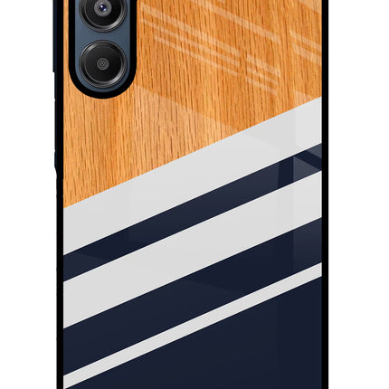 Blue and white wooden Samsung A16 5G Glass Case
