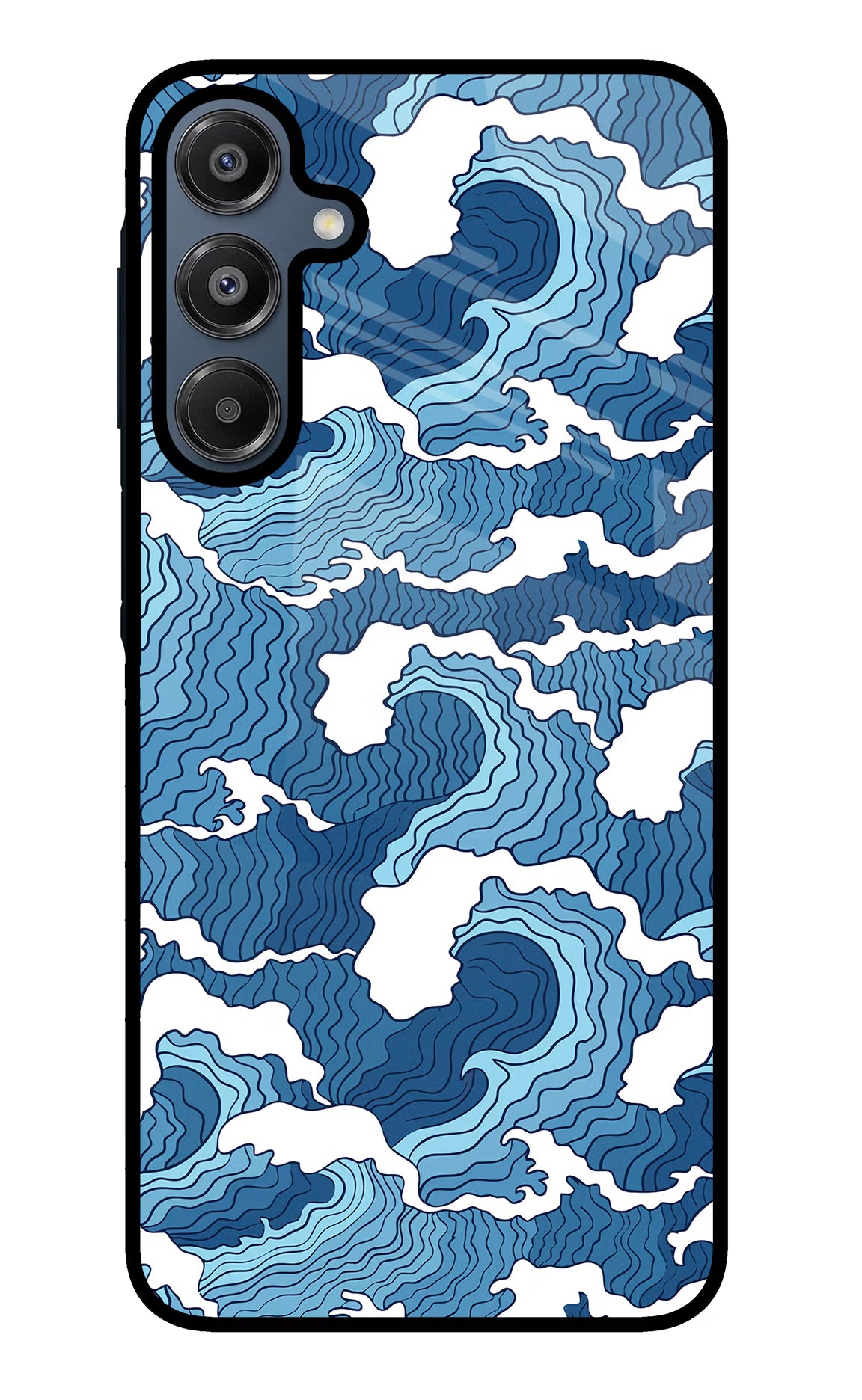 Blue Waves Samsung A16 5G Glass Case Back Cover by Casekaro