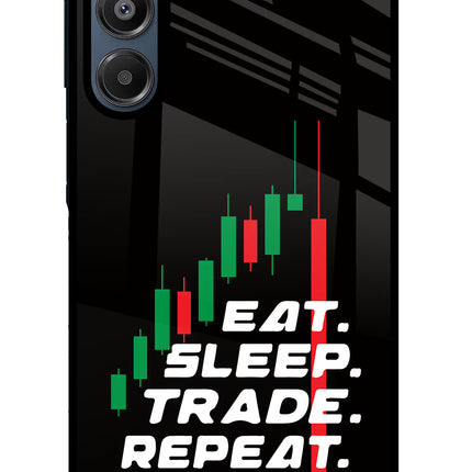 Eat Sleep Trade Repeat Samsung A16 5G Glass Case
