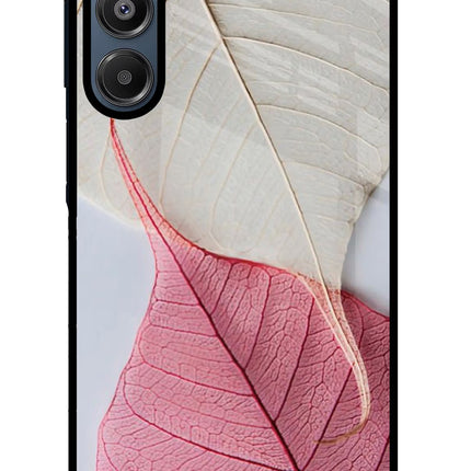 White Pink Leaf Samsung A16 5G Glass Case