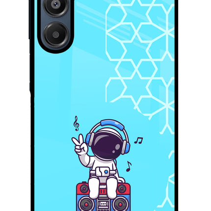 Cute Astronaut Chilling Samsung A16 5G Glass Case