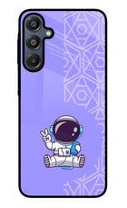 Cute Astronaut Chilling Samsung A16 5G Glass Case