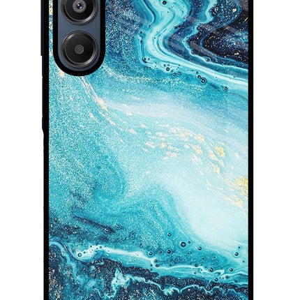 Blue Glitter Marble Samsung A16 5G Glass Case