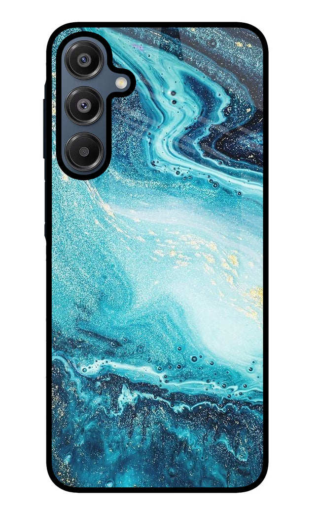 Blue Glitter Marble Samsung A16 5G Glass Case