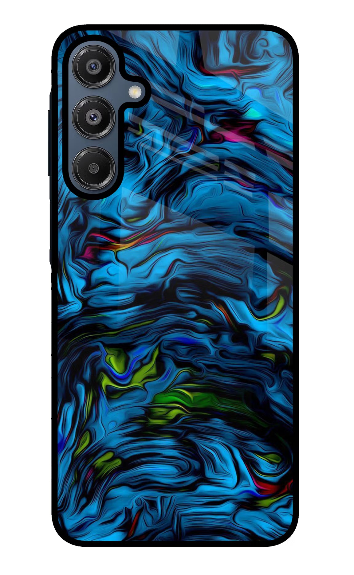 Dark Blue Abstract Samsung A16 5G Glass Case Back Cover by Casekaro