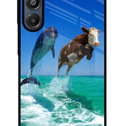 Dolphin vs Cow Samsung A16 5G Glass Case