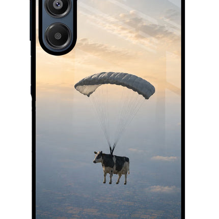 Skydiving Cow Samsung A16 5G Glass Case