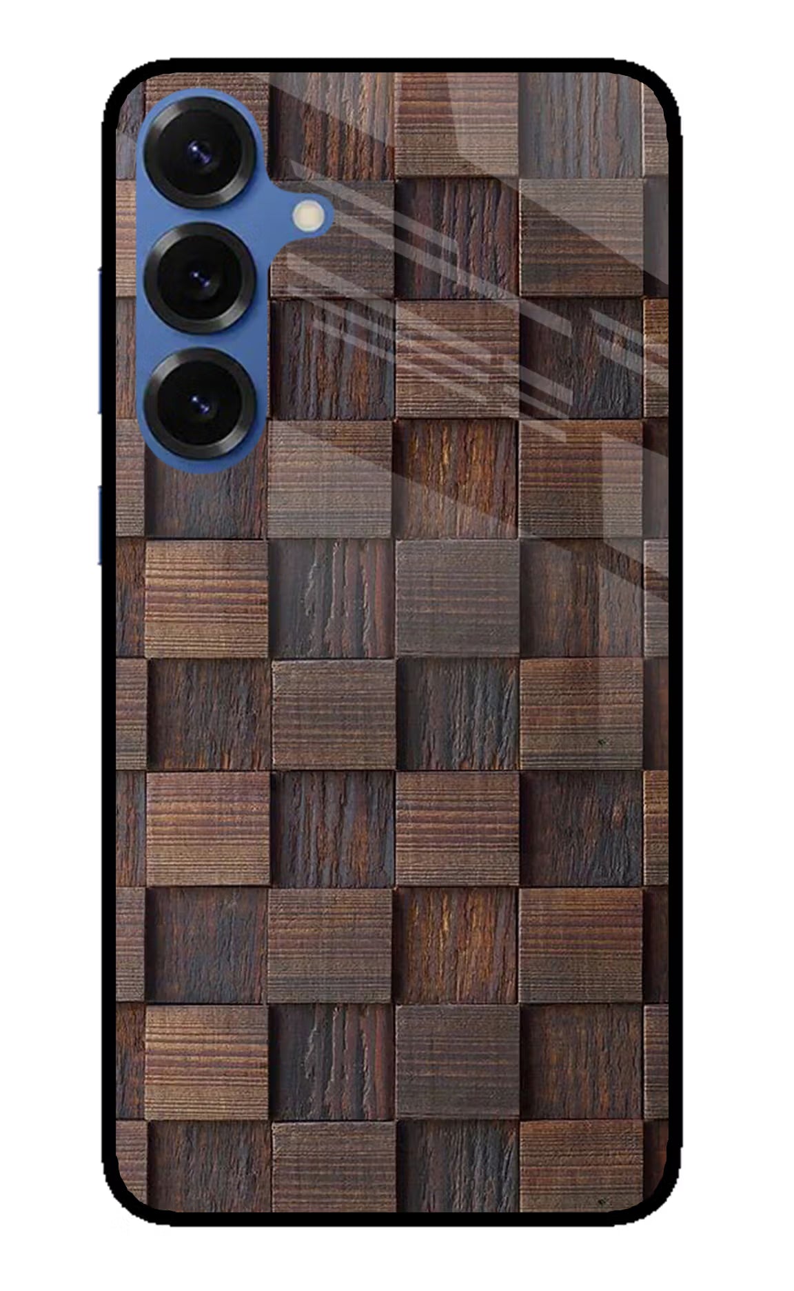 Wooden Cube Design Samsung S25 Glass Case