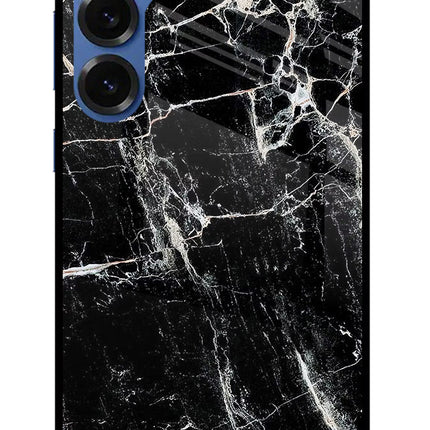 Black Marble Texture Samsung S25 Glass Case
