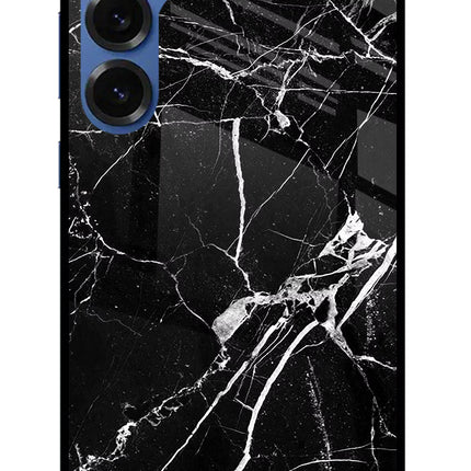 Black Marble Pattern Samsung S25 Glass Case