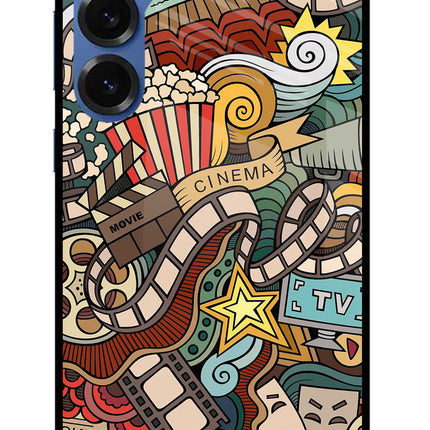 Cinema Abstract Samsung S25 Glass Case Back Cover by Casekaro