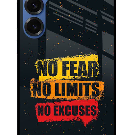 No Fear No Limits No Excuse Samsung S25 Glass Case Back Cover by Casekaro