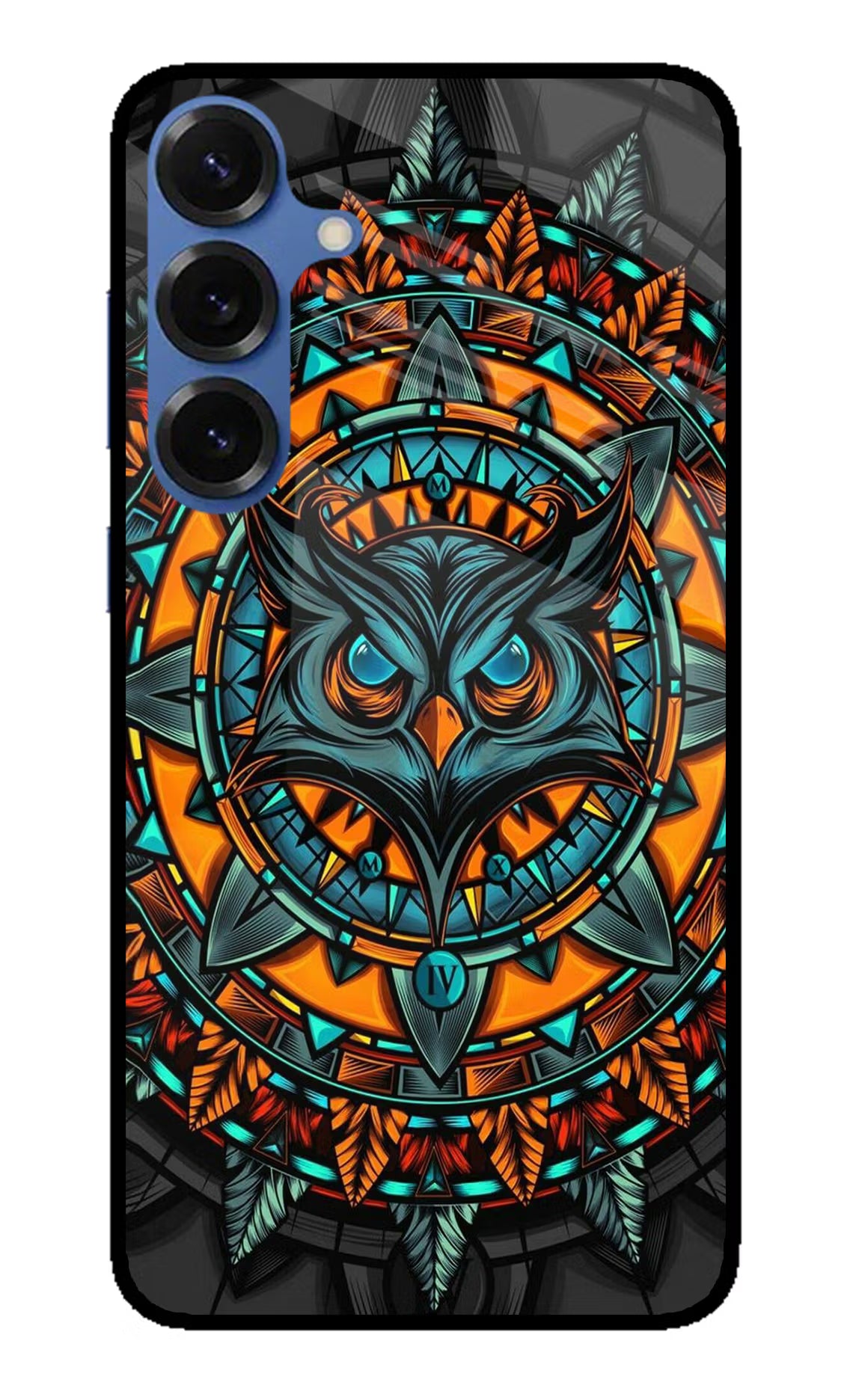 Angry Owl Art Samsung S25 Glass Case Back Cover by Casekaro