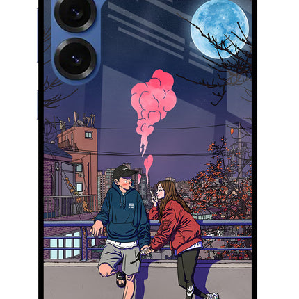 Chilling Couple Samsung S25 Glass Case Back Cover by Casekaro