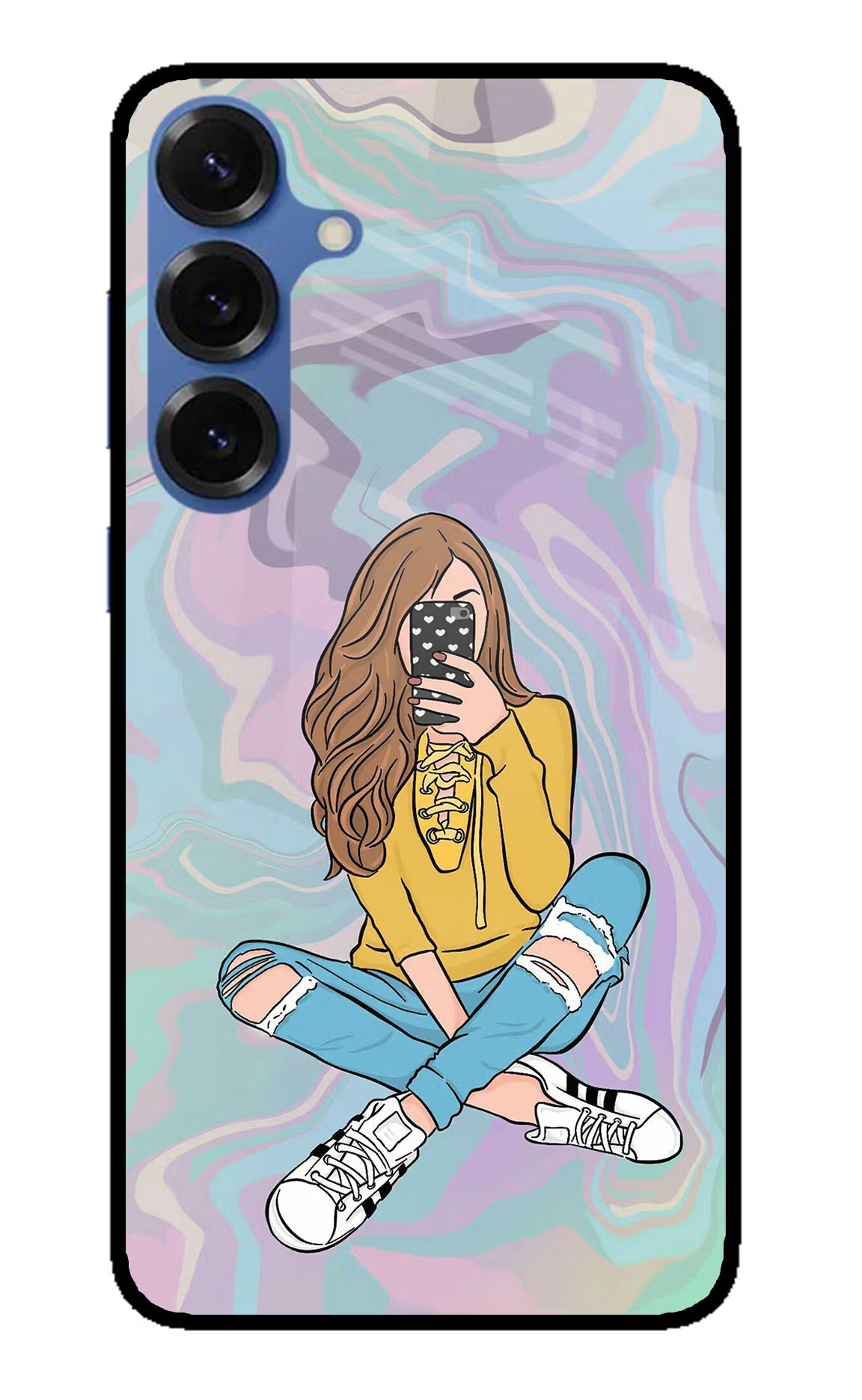 Selfie Girl Samsung S25 Glass Case Back Cover by Casekaro
