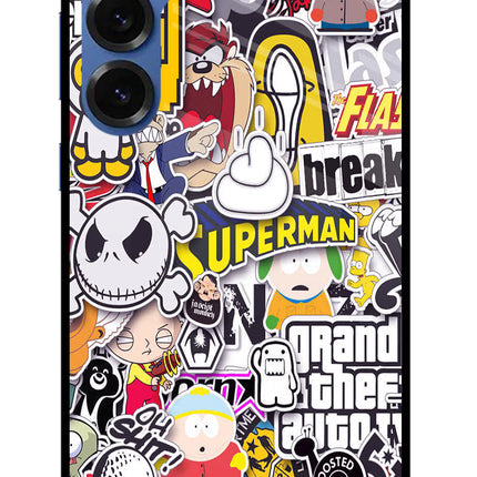 Sticker Bomb Samsung S25 Glass Case Back Cover by Casekaro