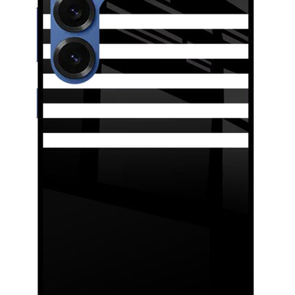 Black and White Print Samsung S25 Glass Case Back Cover by Casekaro