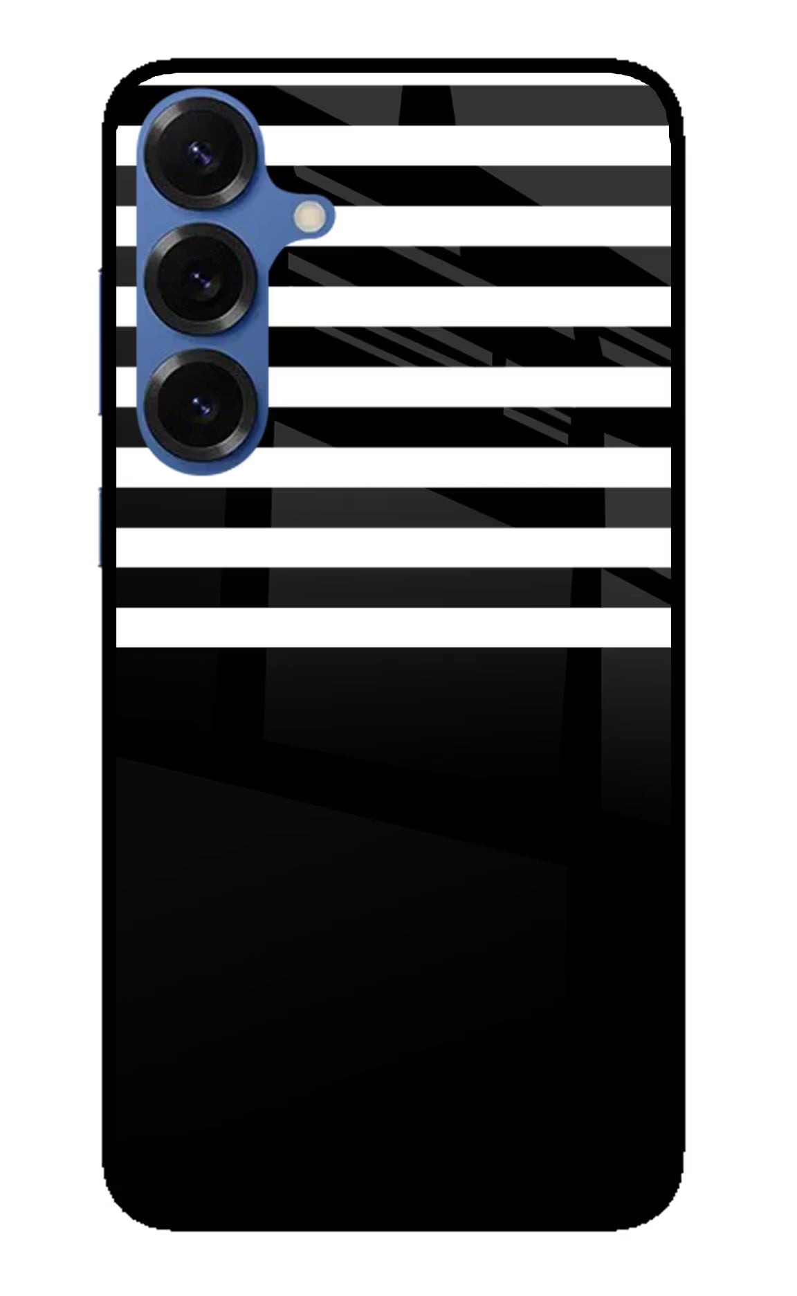 Black and White Print Samsung S25 Glass Case Back Cover by Casekaro
