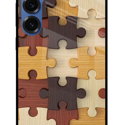 Wooden Puzzle Samsung S25 Glass Case Back Cover by Casekaro