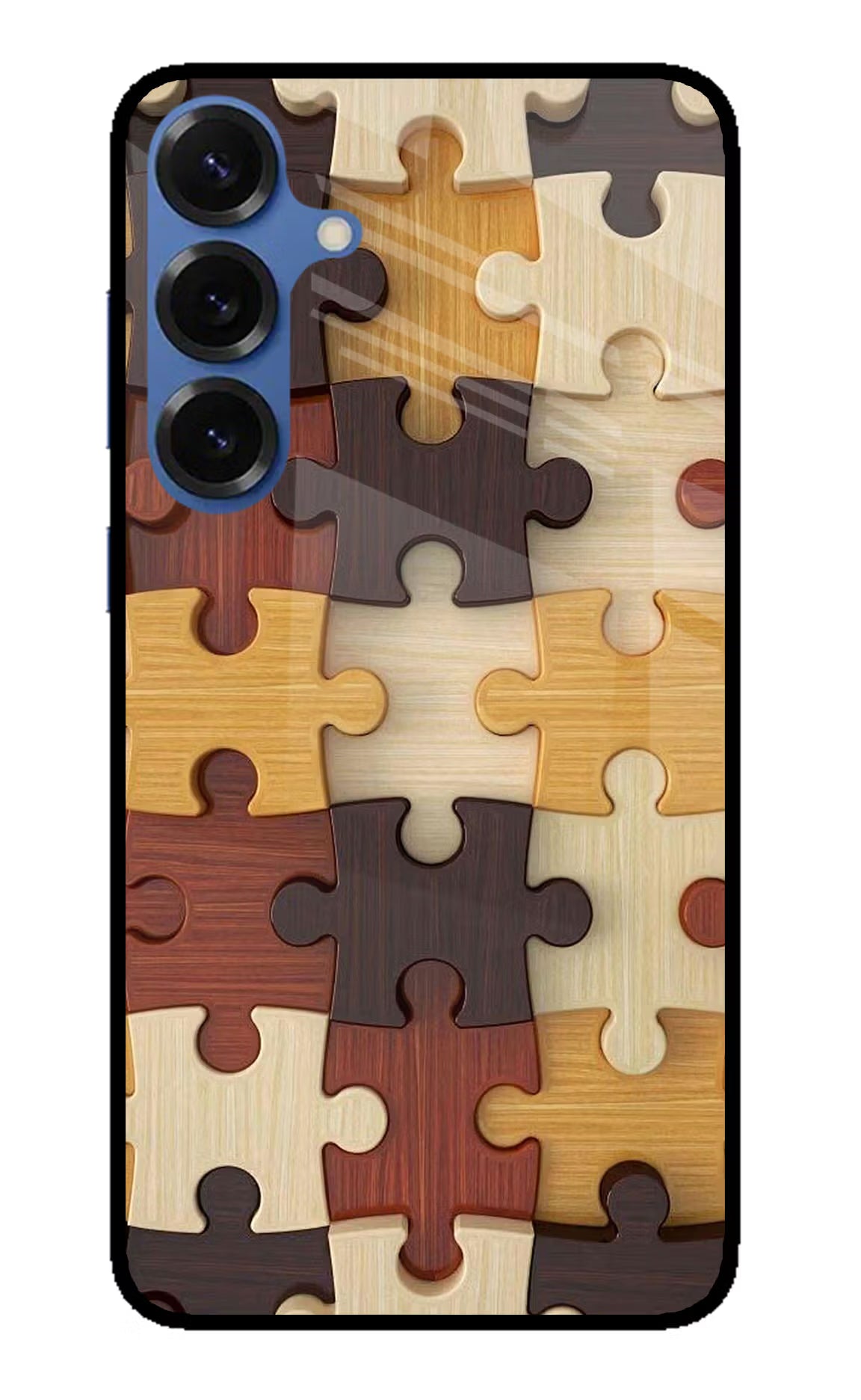 Wooden Puzzle Samsung S25 Glass Case Back Cover by Casekaro