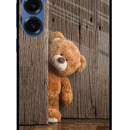 Teddy Wooden Samsung S25 Glass Case Back Cover by Casekaro