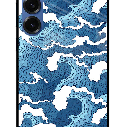 Blue Waves Samsung S25 Glass Case Back Cover by Casekaro