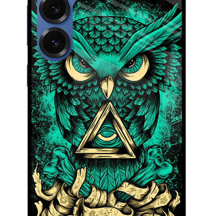 Green Owl Samsung S25 Glass Case