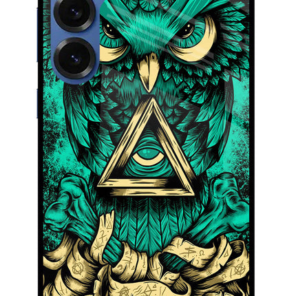 Green Owl Samsung S25 Glass Case Back Cover by Casekaro