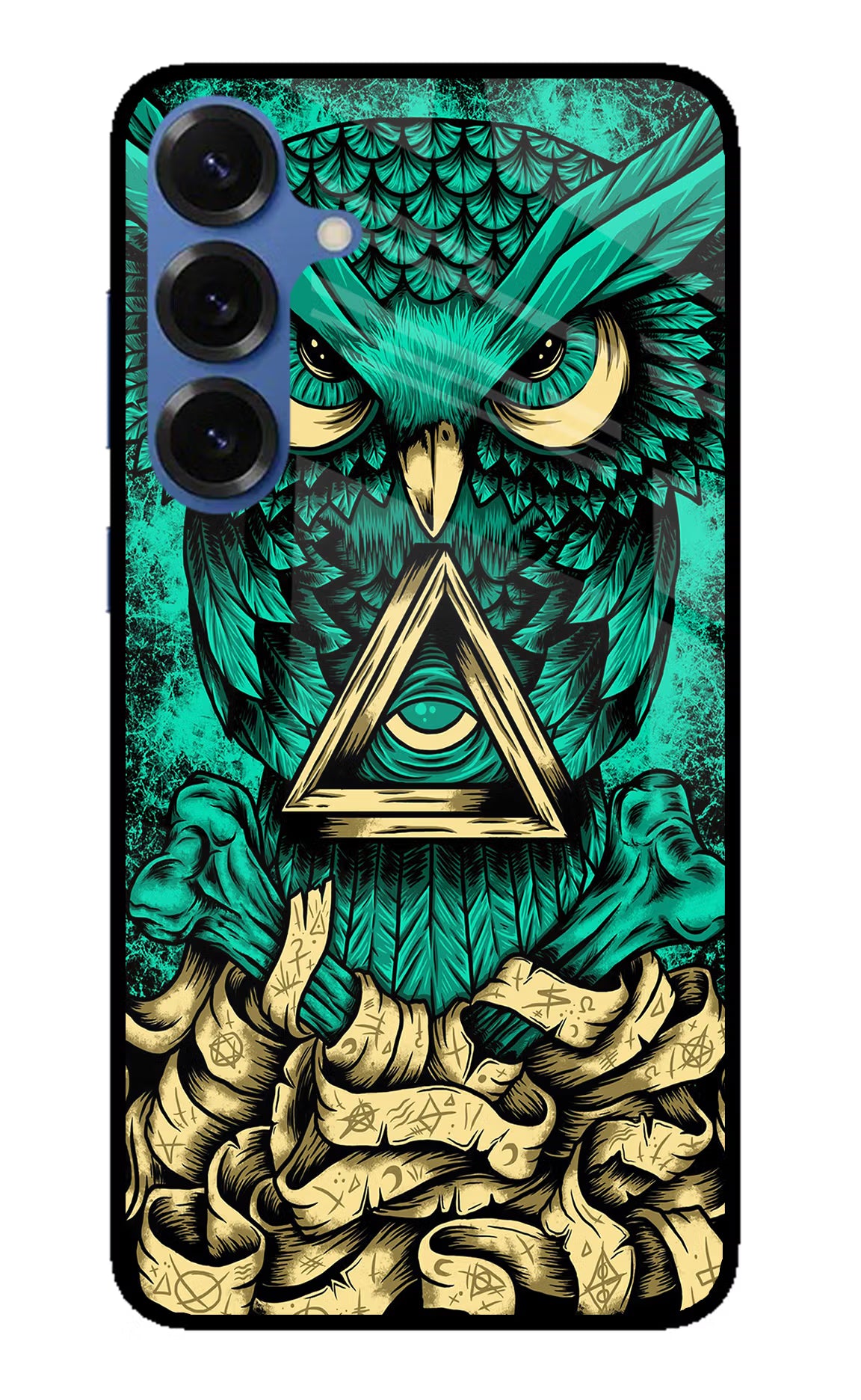 Green Owl Samsung S25 Glass Case Back Cover by Casekaro