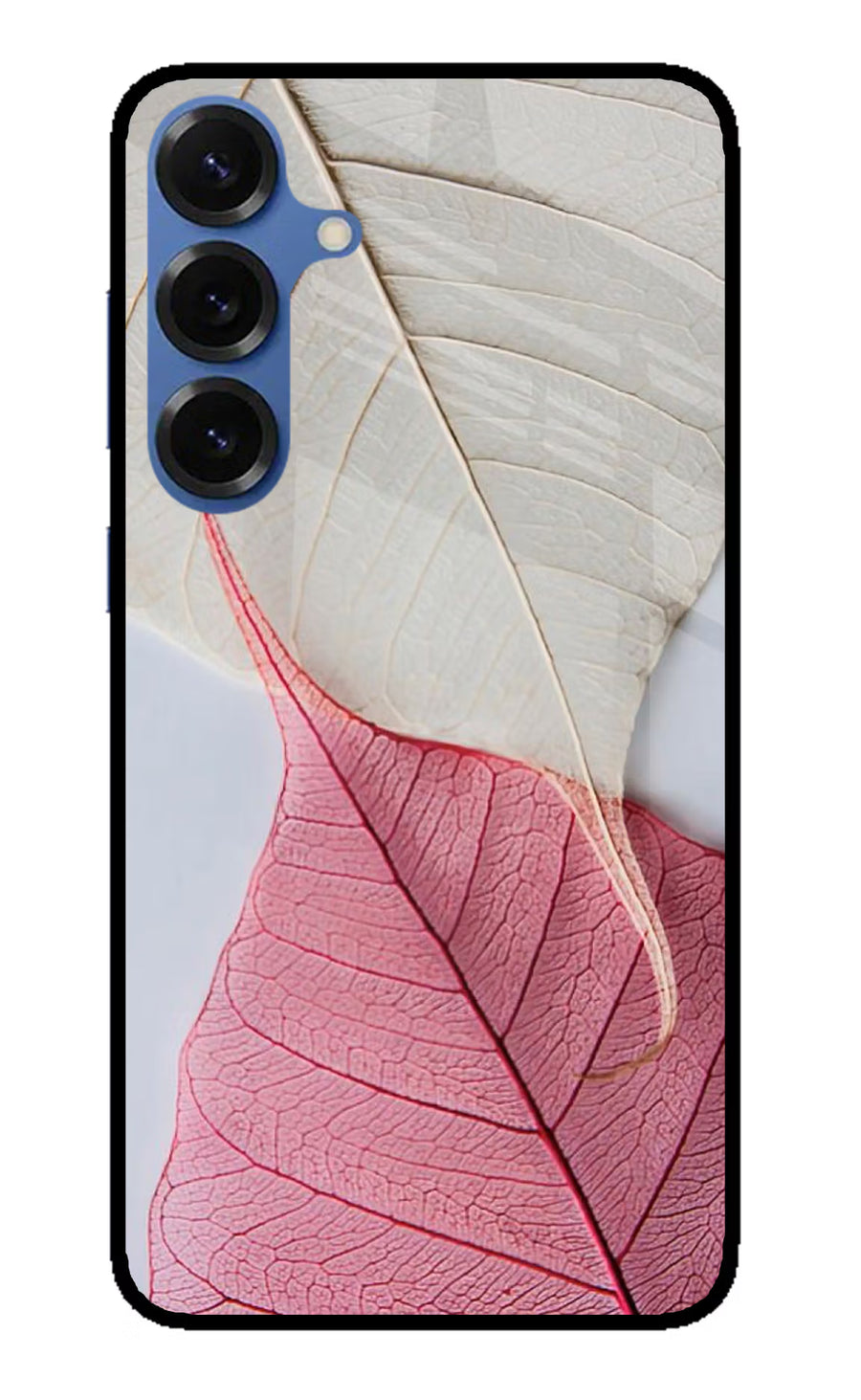 White Pink Leaf Samsung S25 Back Cover, Metal case