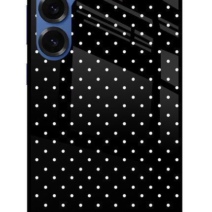 White Dots Samsung S25 Glass Case Back Cover by Casekaro