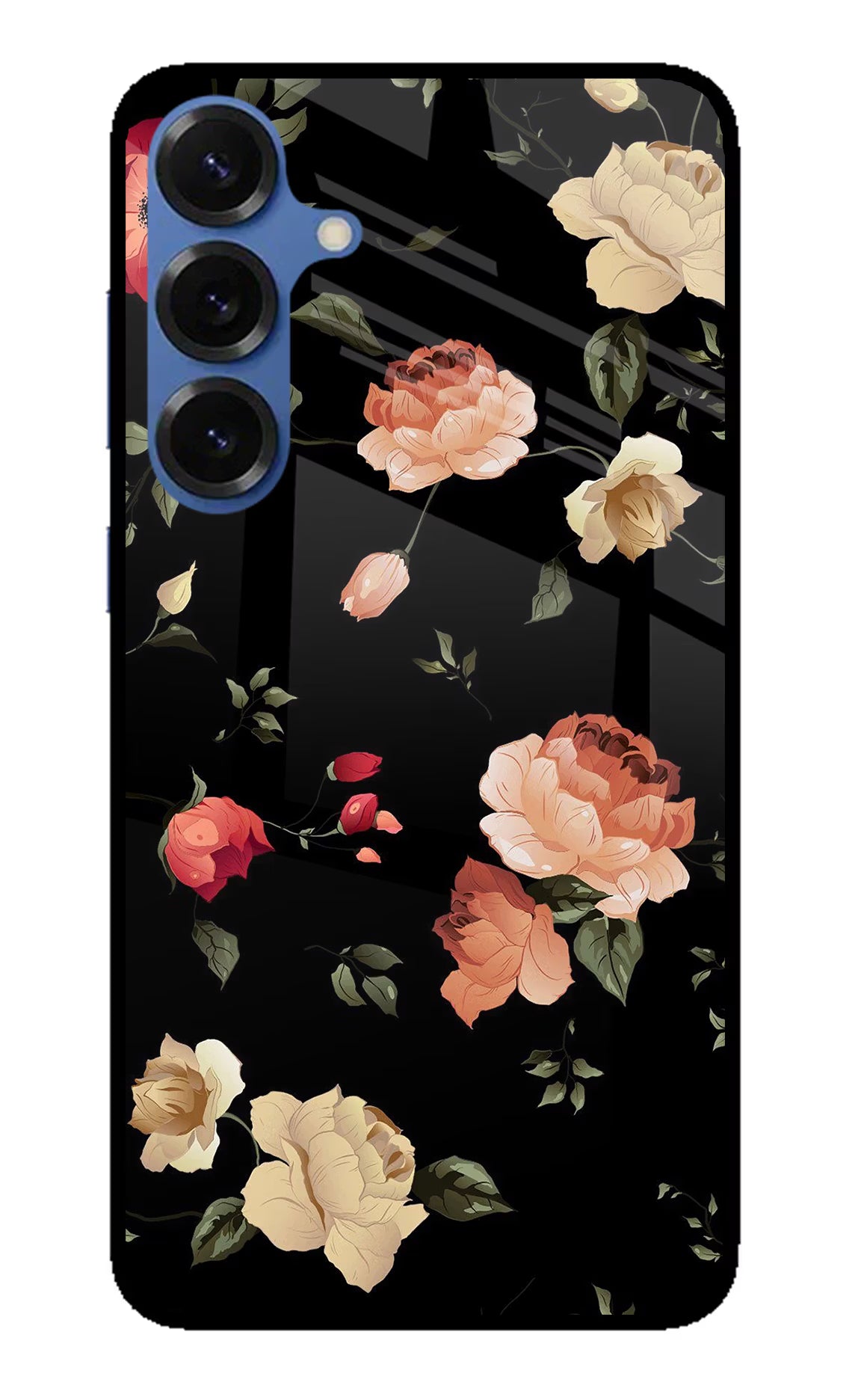Flowers Samsung S25 Glass Case Back Cover by Casekaro