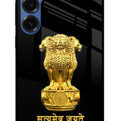 Satyamev Jayate Golden Samsung S25 Glass Case