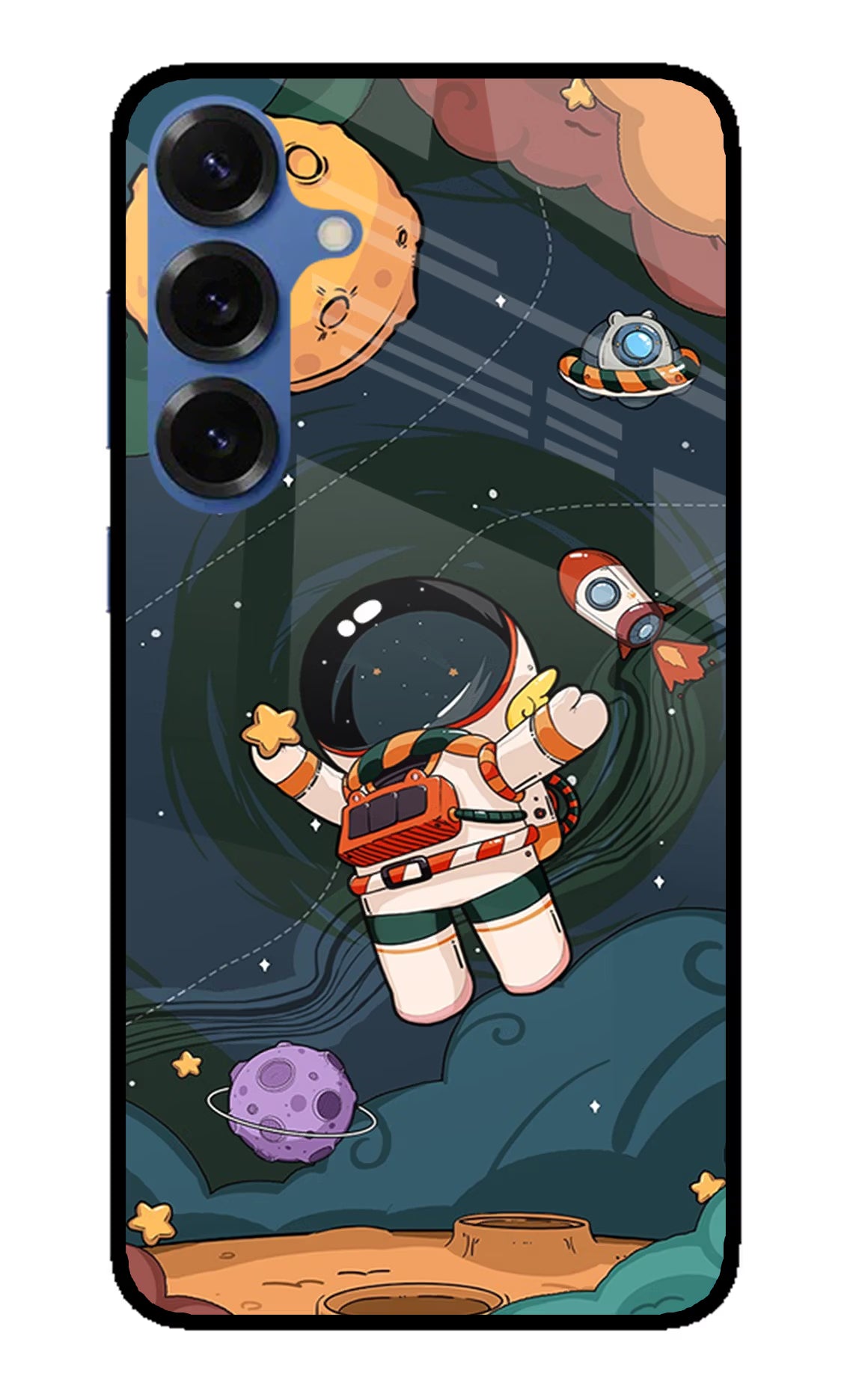 Cartoon Astronaut Samsung S25 Glass Case