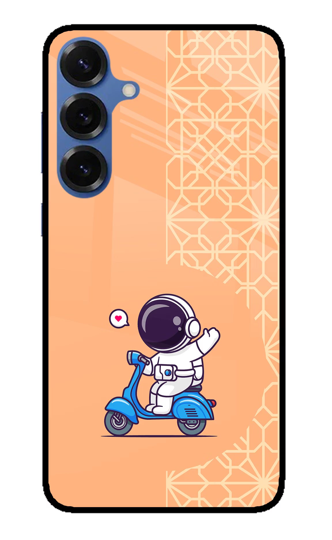 Cute Astronaut Riding Samsung S25 Glass Case Back Cover by Casekaro