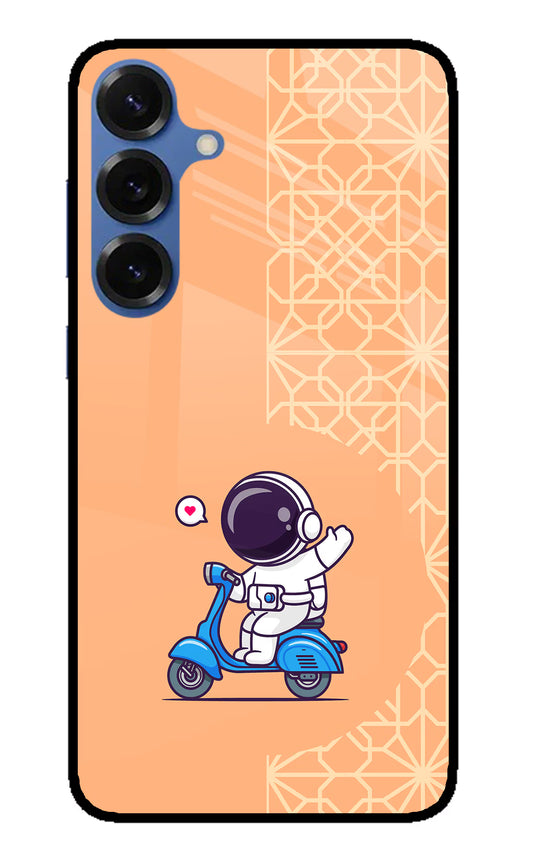 Cute Astronaut Riding Samsung S25 Glass Case