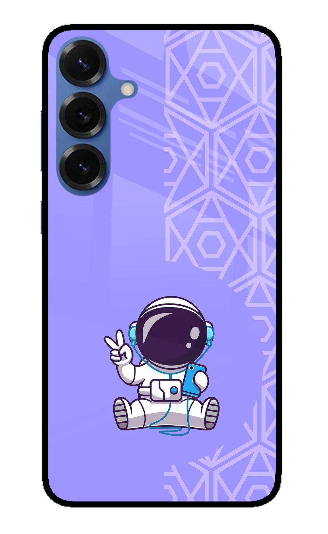 Cute Astronaut Chilling Samsung S25 Glass Case